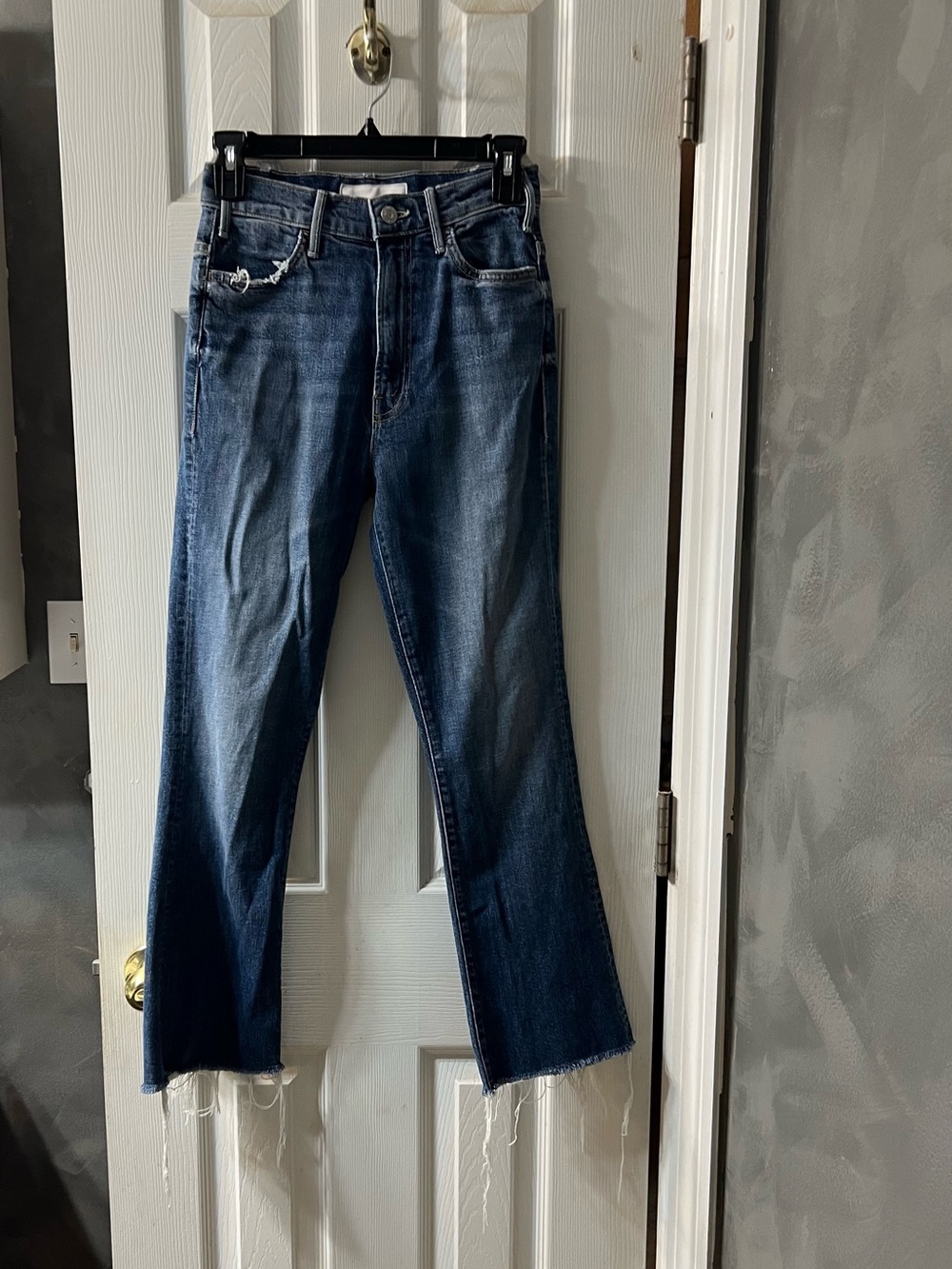 MOTHER Superior The Hustler Ankle Fray Jeans Size 25 High Rise Flare